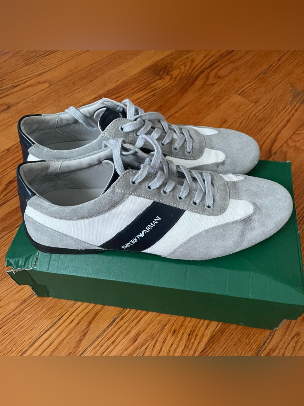 EMPORIO ARMANI Casual athletic Shoes Sneakers EA Side Logo Light Gray sz  9